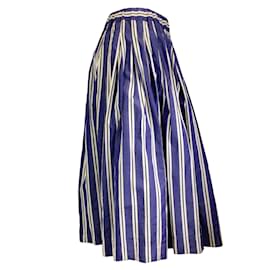 Autre Marque-Casey Casey Blue / ivory / Black Striped Midi Skirt-Blue
