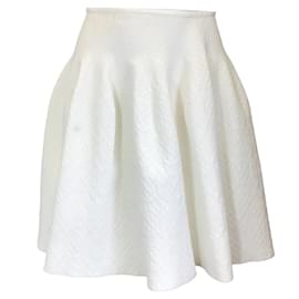 Alaïa-Alaia White Jacquard Stretch Knit Skirt-White