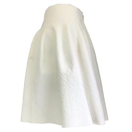 Alaïa-Alaia Jupe en maille stretch jacquard blanche-Blanc