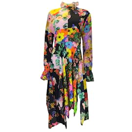 Preen By Thornton Bregazzi-Preen by Thornton Bregazzi Pink / Black Multi Patchwork Print Silk Nora Dress-Multiple colors