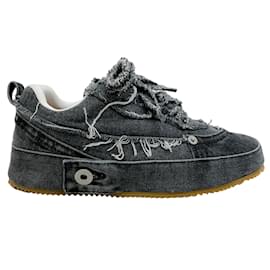Loewe-Loewe Black Distressed Denim Platform Sneakers-Black