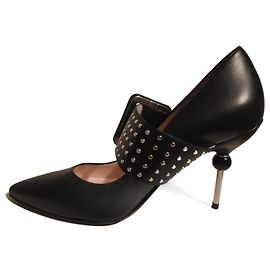 Charles Jourdan Black Leather Pumps 10cm Heels Black