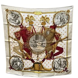 Hermès-Hermes Vintage Beige Jacquard Silk Scarf Napoleon 1963 Ledoux-Beige