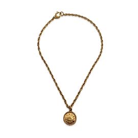 Chanel Vintage Gold Metal Chain Necklace CC Logo Medallion Golden