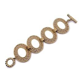 Christian Dior-Vintage Gold Metal Oval Ring Bracelet-Golden