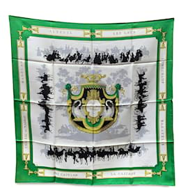 Hermès-Hermes Paris Vintage Silk Scarf Le Bois De Boulogne 1957 Hugo Grygkar-Green