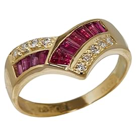 Autre Marque-18K-Ring mit Rubin und Diamant im V-Schliff-Andere