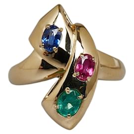 Autre Marque-18K Emerald Ruby Sapphire Ring-Other