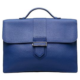 Delvaux Leather Business Briefcase Blue in Very Good Condition Blue