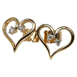 Autre Marque-18K Heart Diamond Stud Earrings-Other