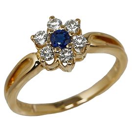 Mikimoto 18Anillo con flor de zafiro y diamantes K Otro