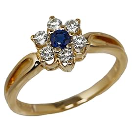 Autre Marque-18K Diamond Sapphire Flower Ring-Other