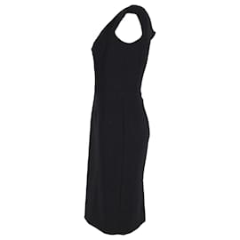Dolce & Gabbana-Dolce & Gabbana Vestido midi con cuello en V en viscosa negra-Negro