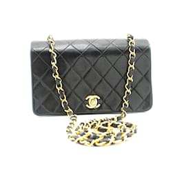 Chanel-BLACK VINTAGE 1989 gold hardware flap-Black