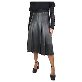 Sportmax Jupe midi plissée en cuir noir - taille UK 14 Noir