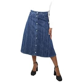 Marni-Blue patterned A-line denim midi skirt - size-Blue