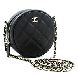 Chanel-Caviar noir 2017 sac bandoulière à détails dorés-Noir