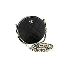 Chanel-Caviar negro 2017 bandolera con detalles dorados-Negro