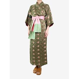 Autre Marque-Kimono de jacquard con cinturón y estampado floral multicolor - talla Talla única-Multicolor