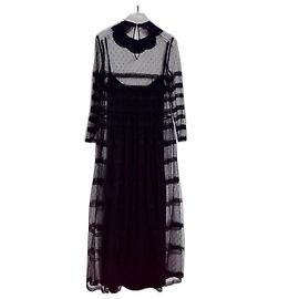 Vestido largo de encaje negro Red Valentino Negro