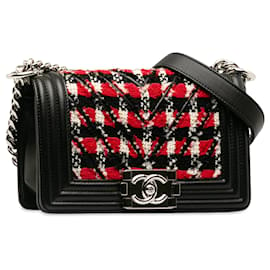 Chanel-Chanel Red Small Tweed and Leather Boy Flap Bag-Black,Red