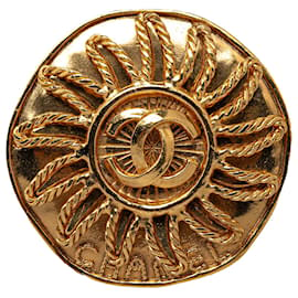 Chanel-Broche Chanel Oro CC-Dorado