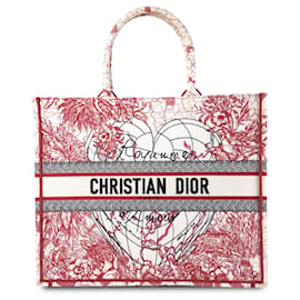 Dior-Weiße große Dior-Buchtasche mit D-Royaume-d'Amour-Stickerei-Weiß,Rot