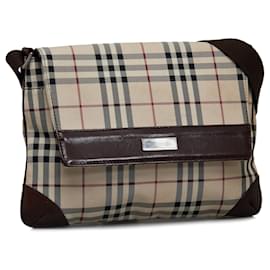 Burberry-Burberry Brown House Check Crossbody-Brown,Beige