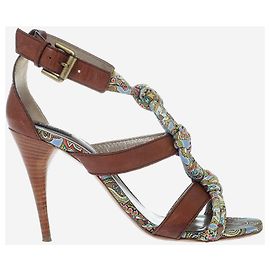 Sandali Etro in pelle e tessuto Marrone Multicolore