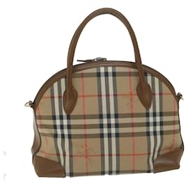 Autre Marque-Burberrys Nova Check Hand Bag Canvas Beige Brown Auth bs11733-Brown,Beige