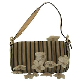 Fendi-FENDI Flower Mamma Baguette Shoulder Bag Velor Brown Auth yk10365-Brown