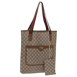 Gucci-GUCCI GG Plus Supreme Web Sherry Line Tote Bag Beige Rouge Vert Auth ep2938-Rouge,Beige,Vert