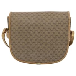 Gucci-GUCCI Micro GG Supreme Web Sherry Line Umhängetasche PVC Beige Rot Auth ep3076-Rot,Beige