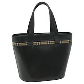 Burberry-BURBERRY Nova Check Hand Bag Leather Beige Black Auth fm3170-Black,Beige