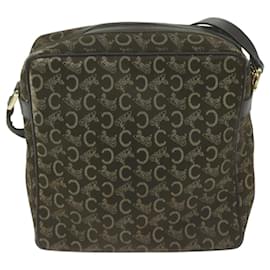 Céline-CELINE C Bolsa de ombro em lona macadame marrom Auth ep3138-Marrom