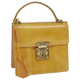 Louis Vuitton-LOUIS VUITTON Monogram Vernis Spring Street Bag Lime Yellow M91068 LV Auth 64925-Other
