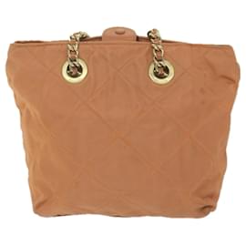 Prada-PRADA Quilted Chain Shoulder Bag Nylon Orange Auth bs11692-Orange