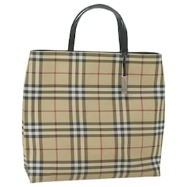 Burberry-BURBERRY Nova Check Sac à main Toile enduite Beige Auth ep3151-Beige