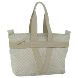 Autre Marque BOTTEGAVENETA INTRECCIATO Scorpito Cabas Cuir Blanc Auth ep3175 Blanc