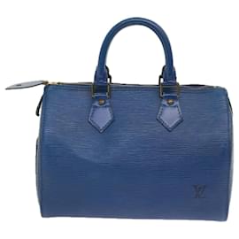 Louis Vuitton-Louis Vuitton Epi Speedy 25 Bolsa de Mão Azul Toledo M43015 Autenticação de LV 64819-Outro
