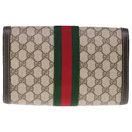 Gucci-GUCCI GG Supreme Web Sherry Line Clutch Bag PVC Beige 41 014 3087 25 auth 65410-Beige