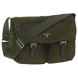 Prada-PRADA Shoulder Bag Nylon Khaki Auth 65082-Khaki