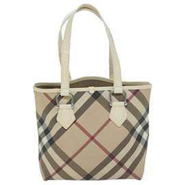 Burberry-BURBERRY Nova Check Einkaufstasche Beschichtetes Canvas Beige Auth ep3030-Beige