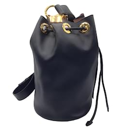 Marni-Marni Black / Gold Hardware calf leather Leather Bucket Bag-Black