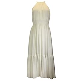 Michael Kors-Vestido halter en mezcla de crepé de seda y algodón blanco óptico de Michael Kors Collection-Blanco