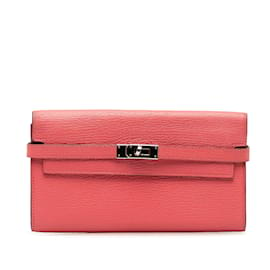 Hermès-Cartera Kelly clásica rosada de Hermes Chevre-Rosa
