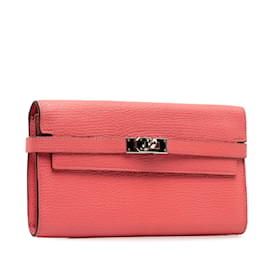 Hermès-Cartera Kelly clásica rosada de Hermes Chevre-Rosa