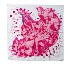 Hermès-Lenços de seda rosa Hermes Hola Flamenca-Rosa