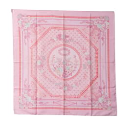 Hermès-Pink Hermes Jeux De Paille Silk Scarf Scarves-Rose