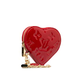 Louis Vuitton-Bolsa Red Louis Vuitton Monograma Vernis Heart Coin-Vermelho
